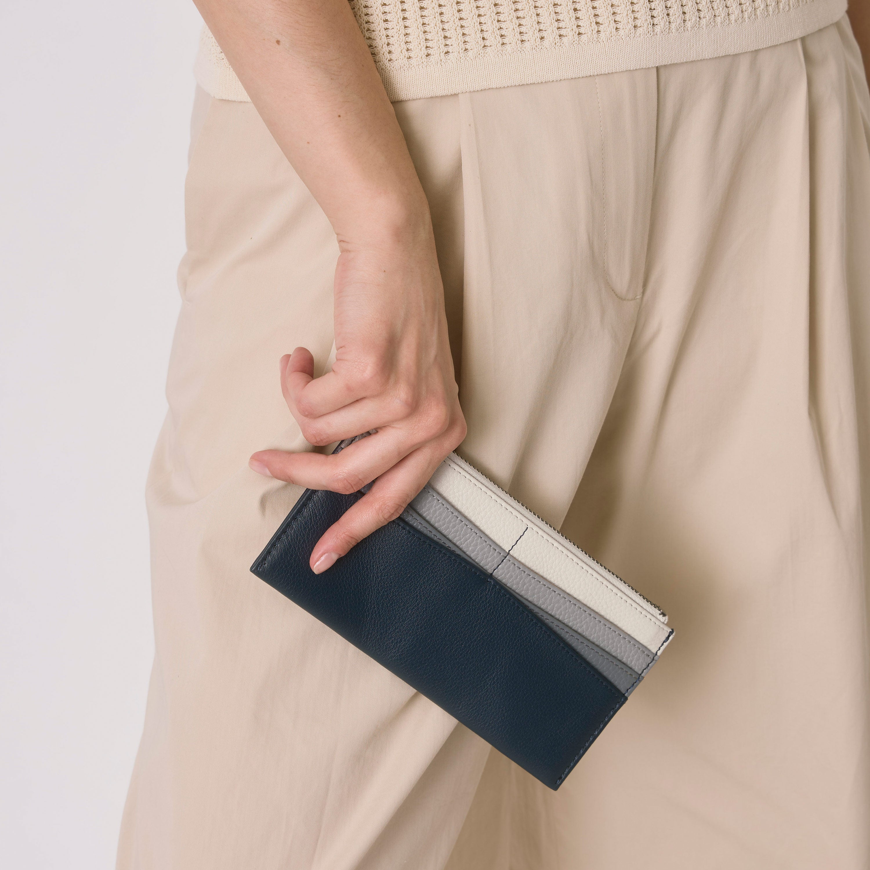 The Sak Neva Large Card Wallet - Leather - Indigo Block