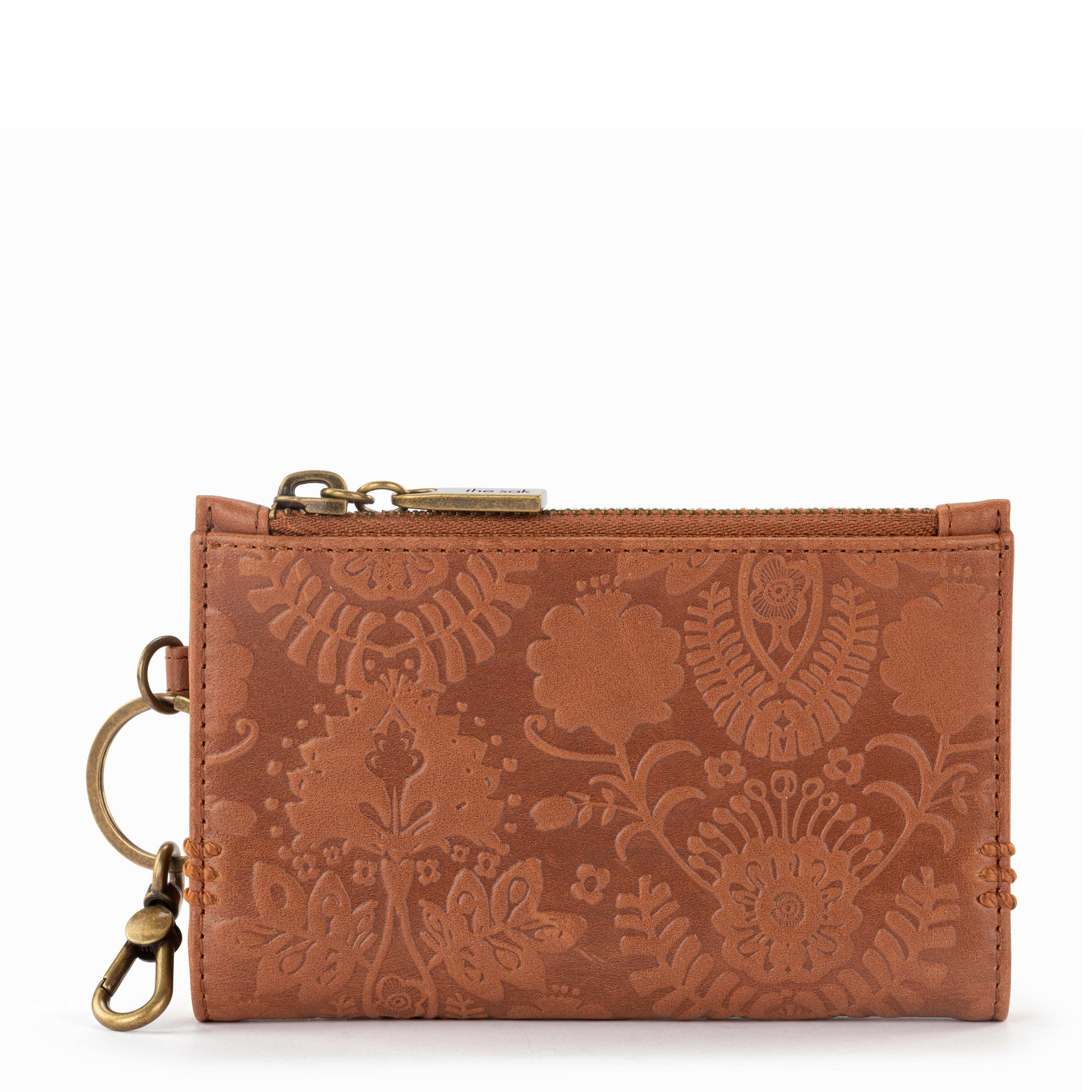 The Sak Encino Essential Wallet - Leather - Tobacco Floral Embossed