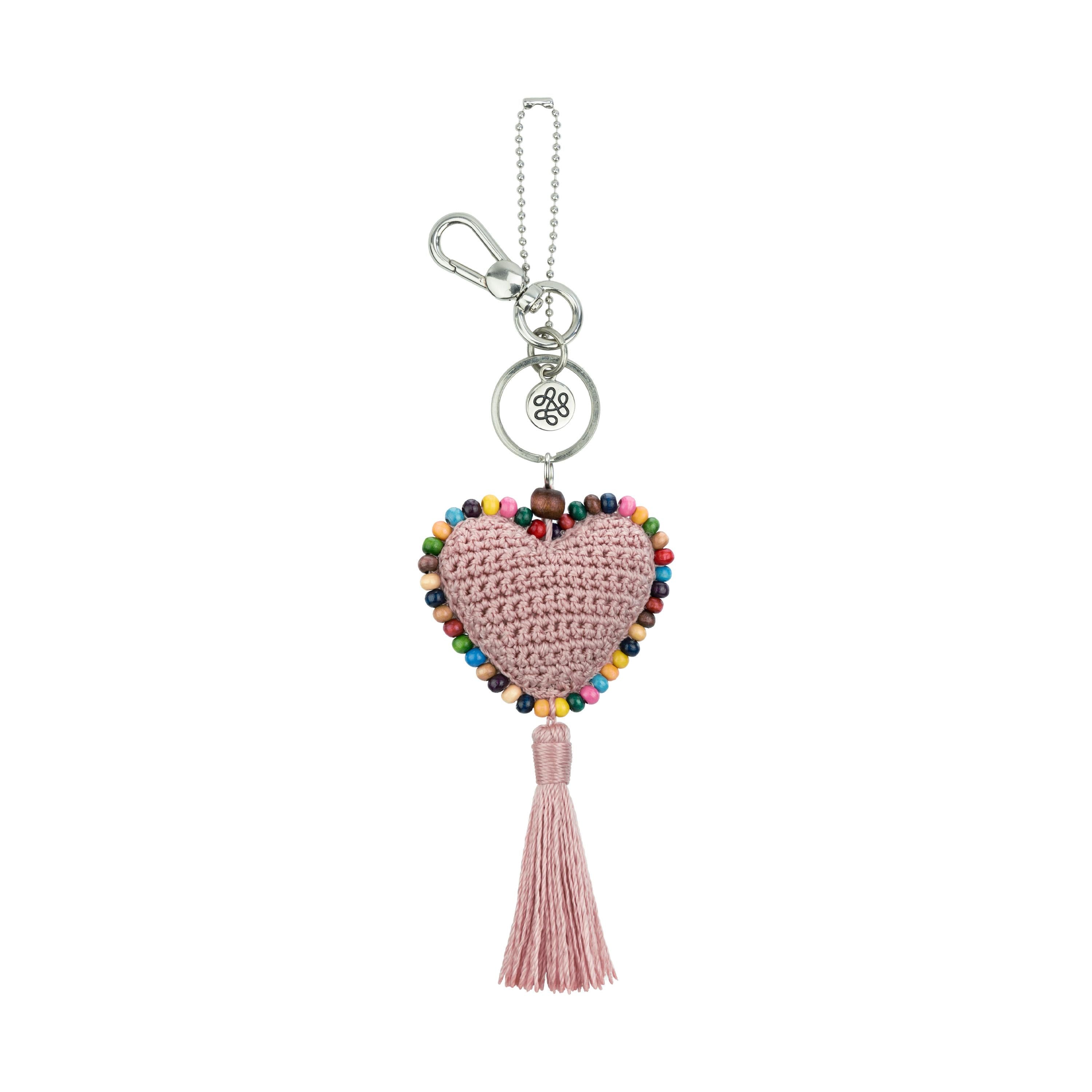 The Sak Back To Bali Heart Dangle - Hand Crochet - Seashell