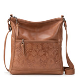 The Sak Iris Crossbody - Leather - Tobacco Floral Embossed
