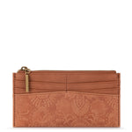 The Sak Neva Large Card Wallet - Leather - Tobacco Floral Embossed