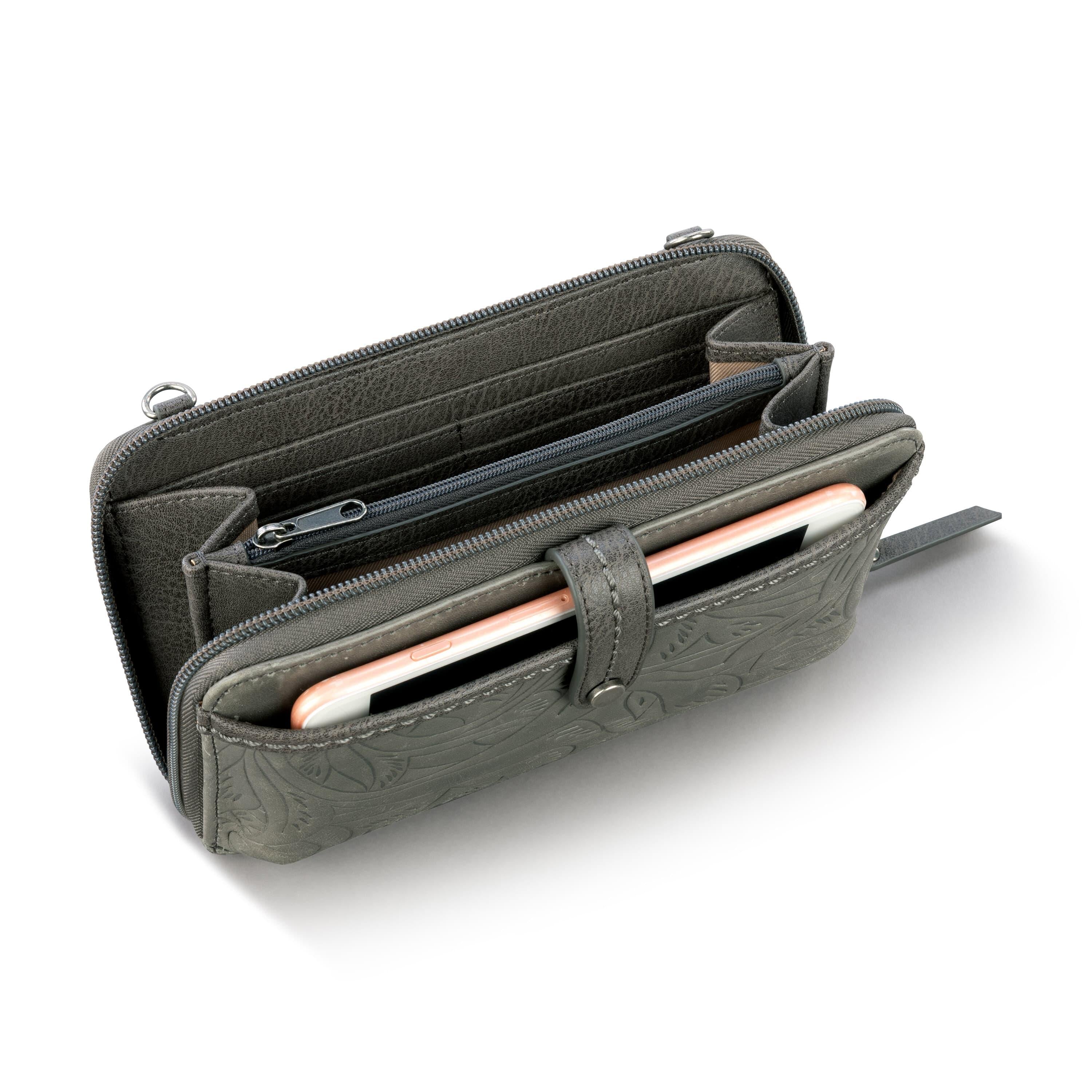 The Sak Iris Smartphone Wallet - Leather - Slate Leaf Embossed