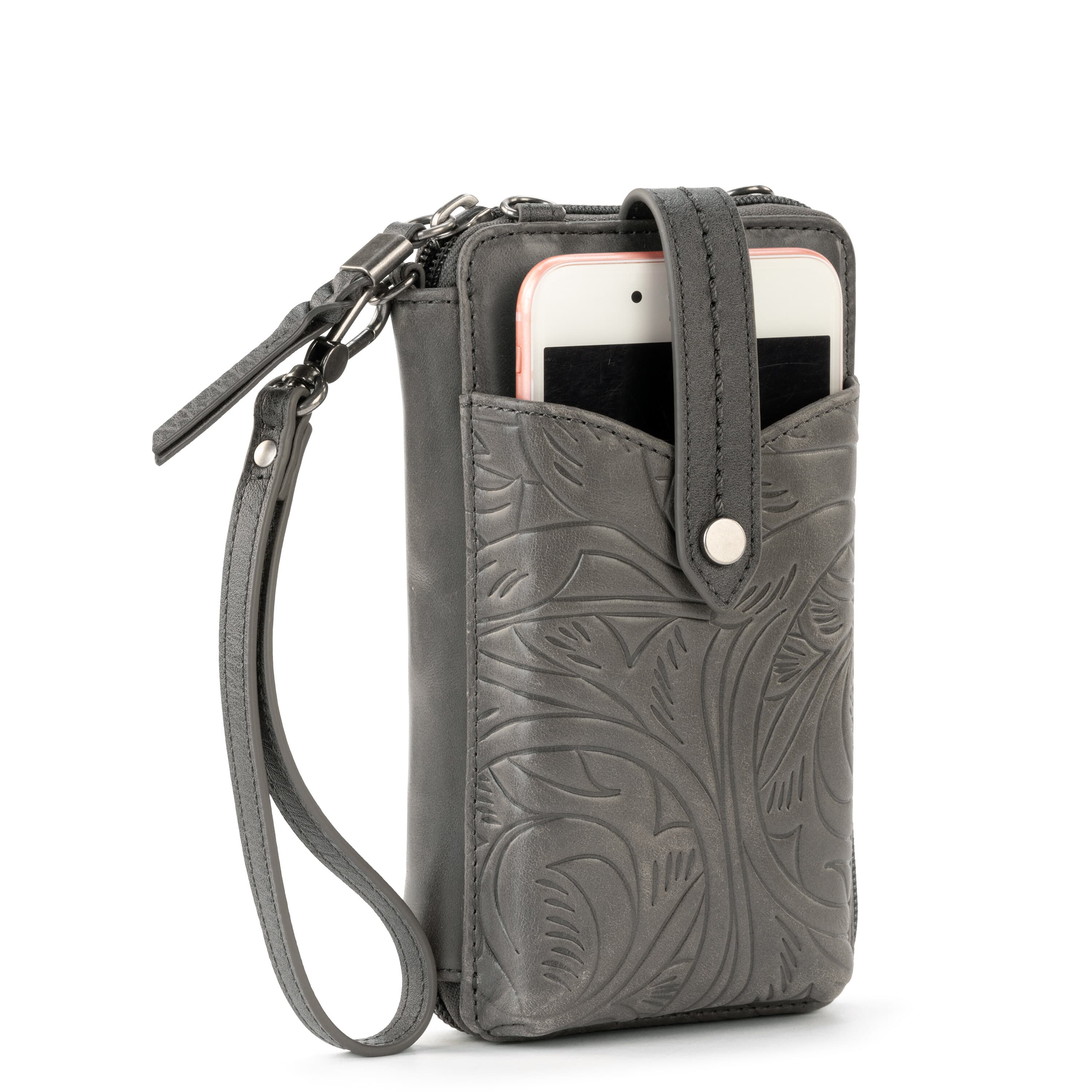 The Sak Silverlake Smartphone Wallet - Leather - Slate Leaf Embossed