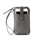 The Sak Silverlake Smartphone Wallet - Leather - Slate Leaf Embossed