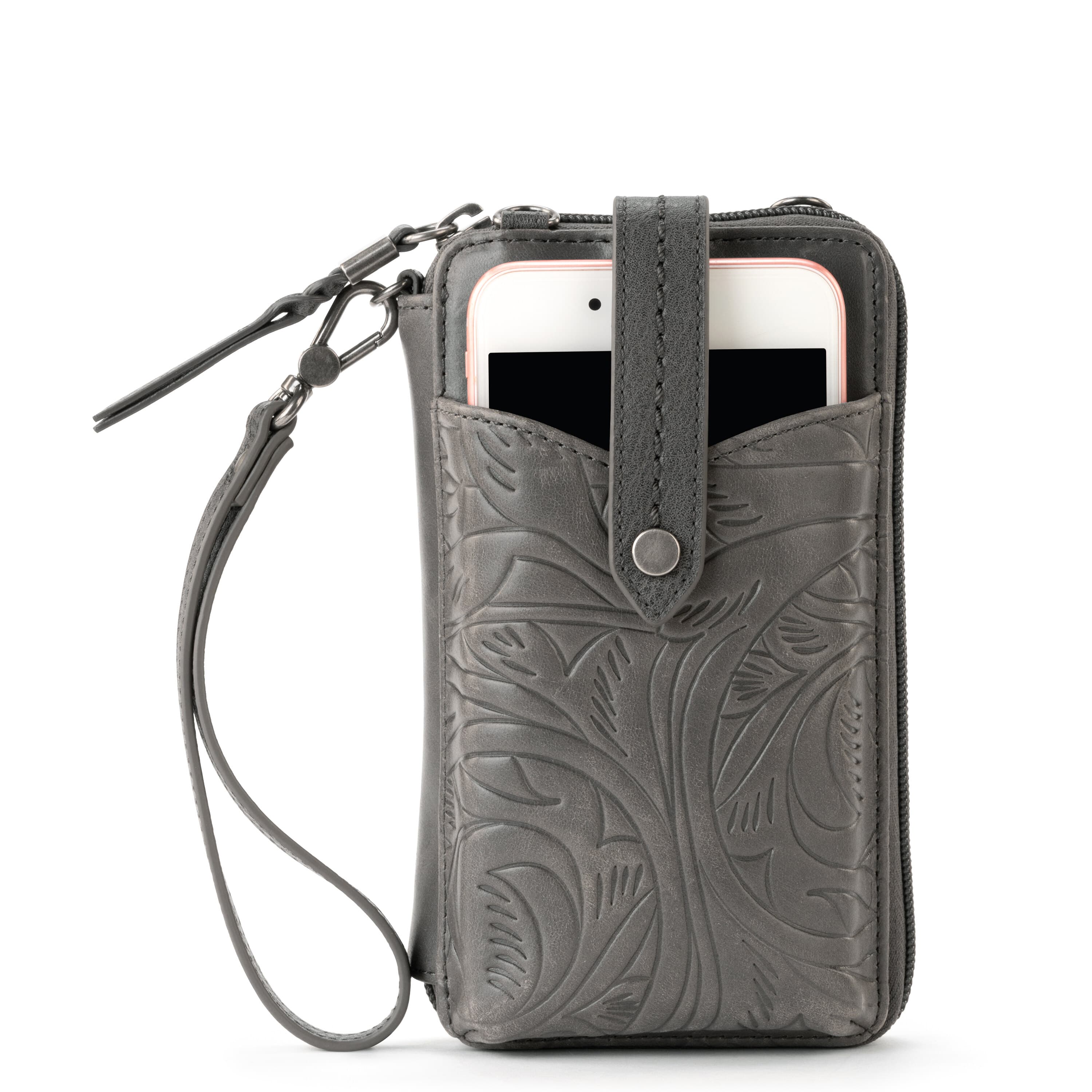 The Sak Silverlake Smartphone Wallet - Leather - Slate Leaf Embossed