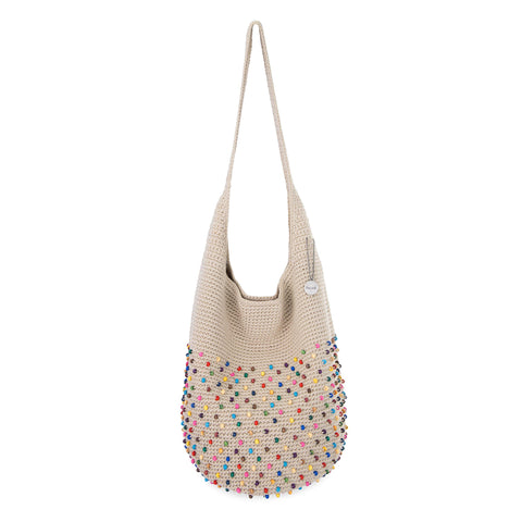 The Sak 120 Hobo - Hand Crochet - Ecru Multi Beads