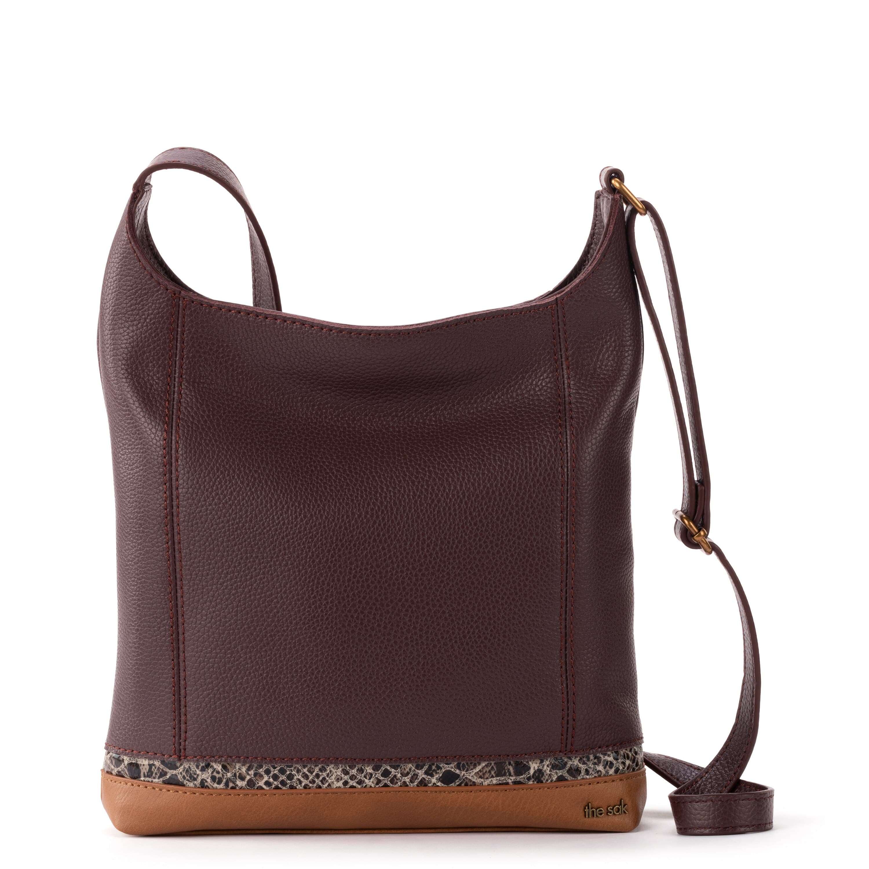 The Sak De Young Crossbody - Leather - Mahogany Snake Block