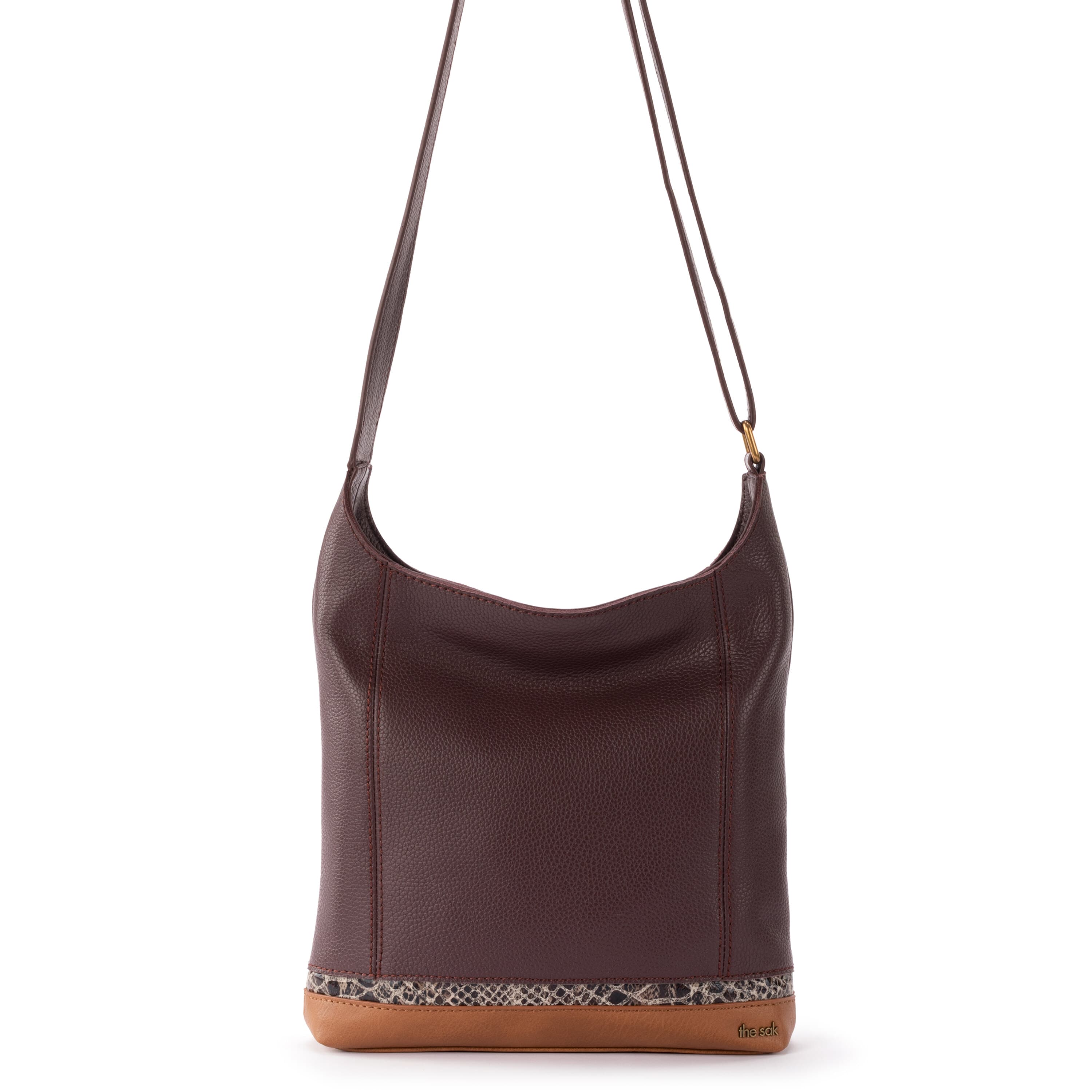 The Sak De Young Crossbody - Leather - Mahogany Snake Block