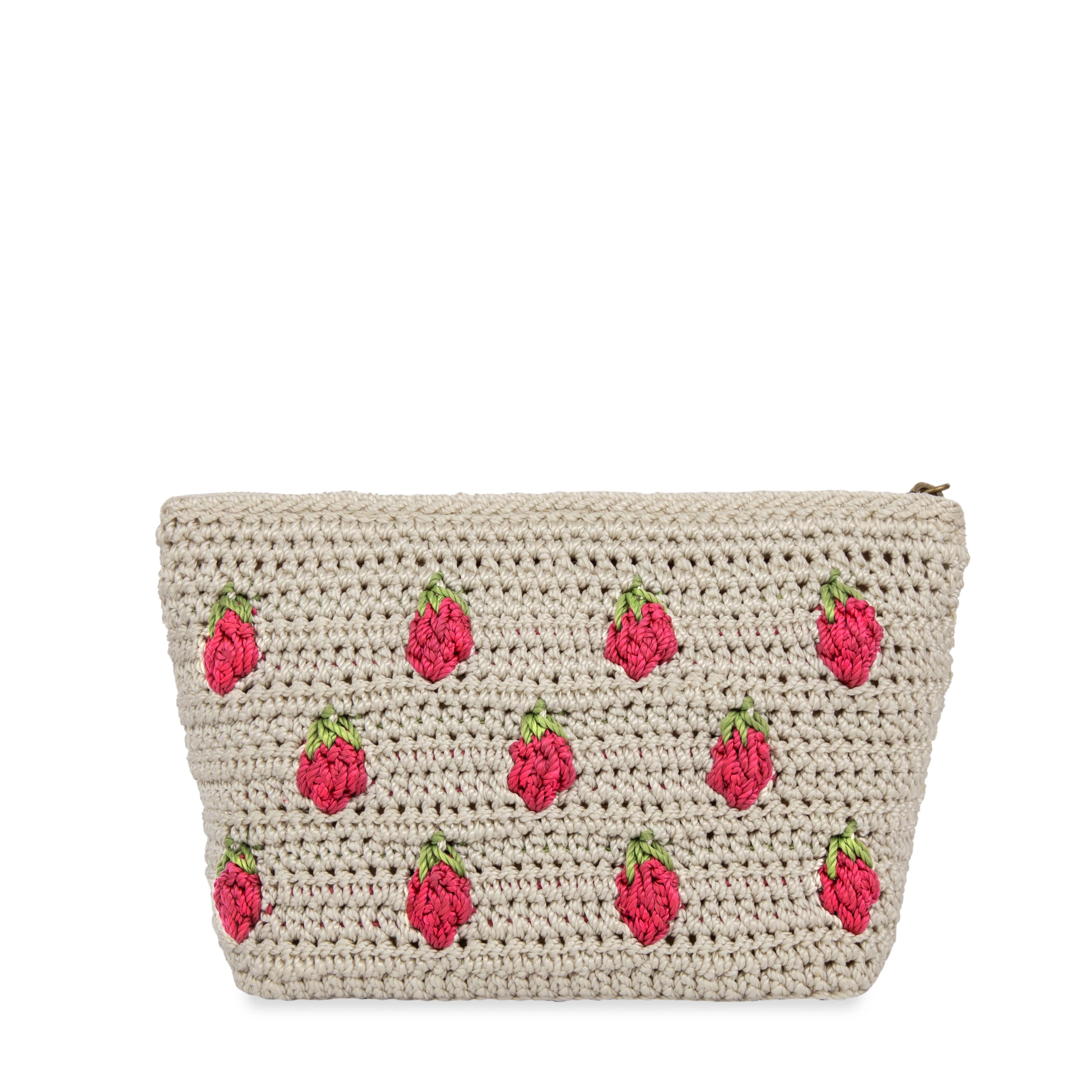 The Sak Essential Pouch - Hand Crochet - Natural Strawberries