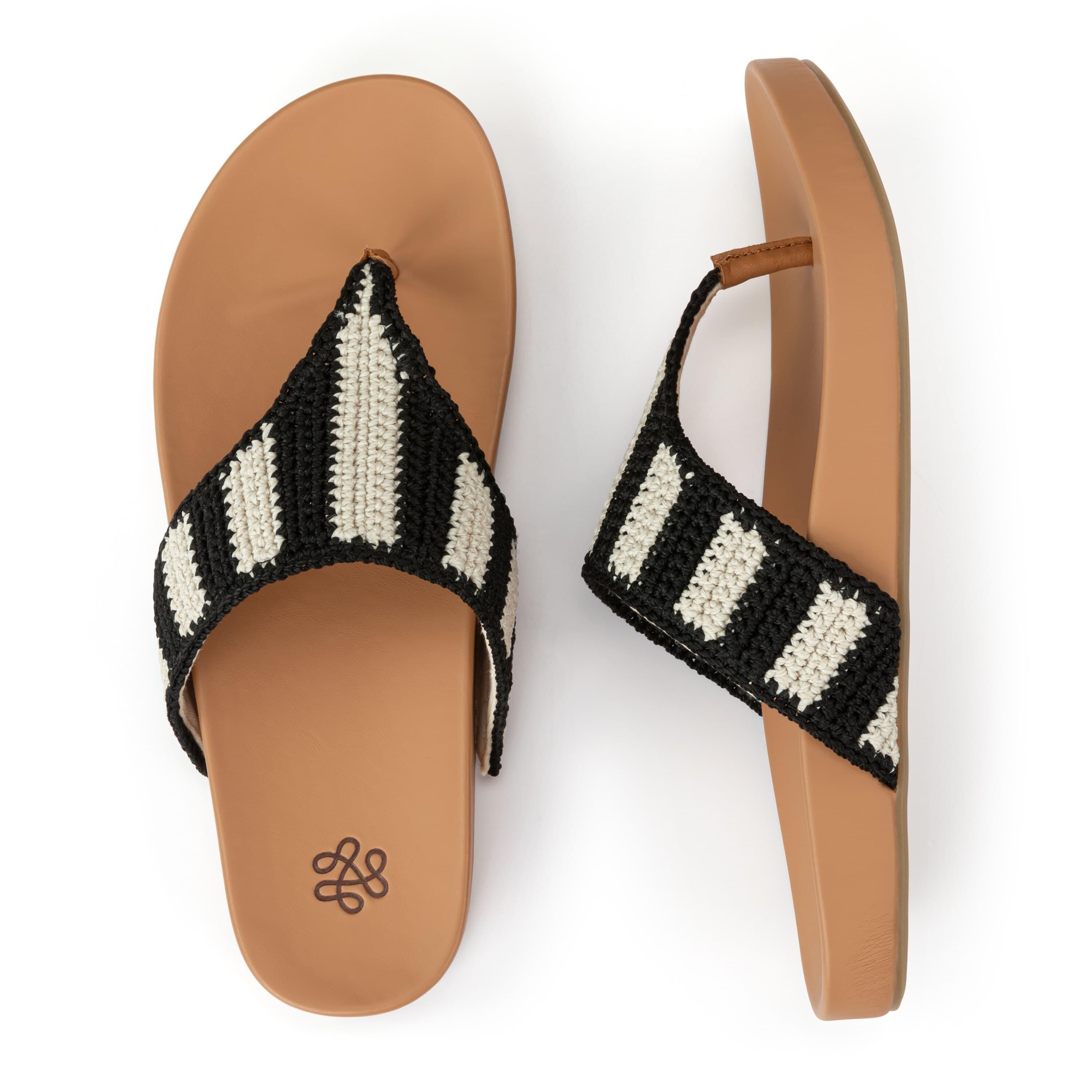The Sak Everly Sandal - Hand Crochet - Black Stripe