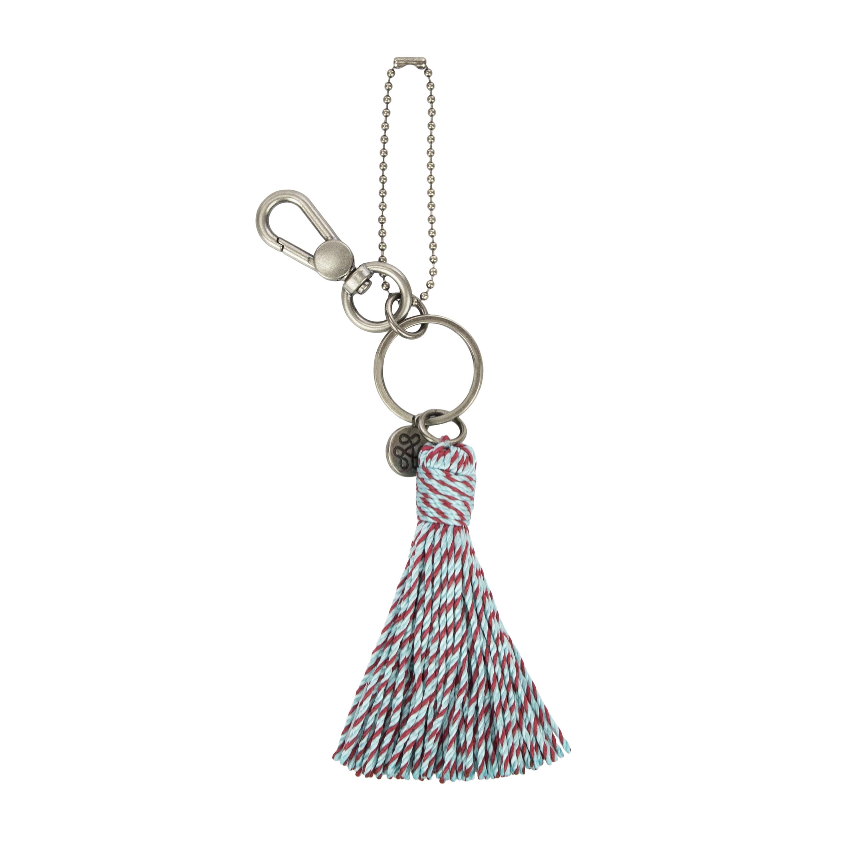 The Sak Dangles - Hand Crochet - Pale Aqua and Bing Cherry