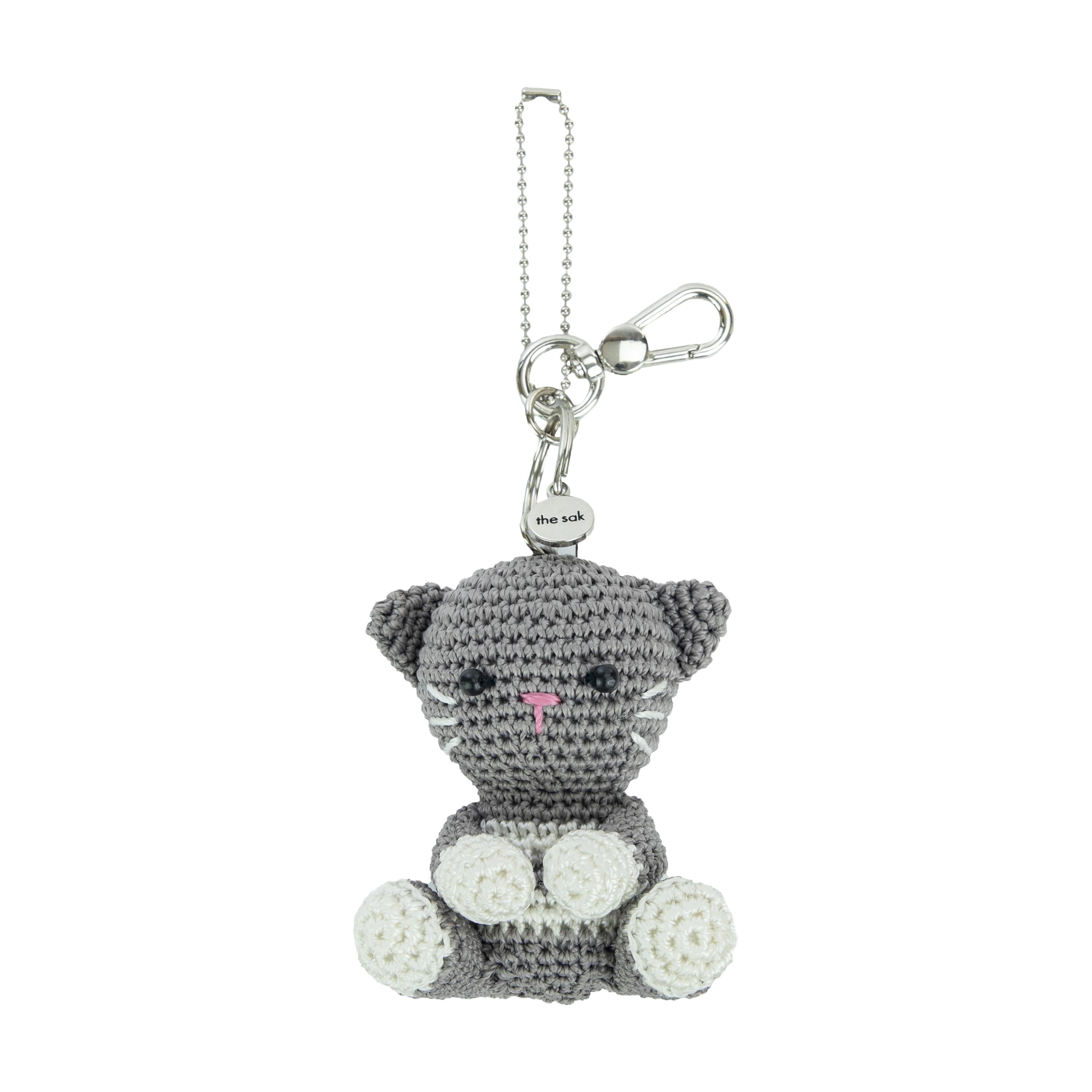 The Sak Yarnicharmz Dangle - Hand Crochet - Grey Cat