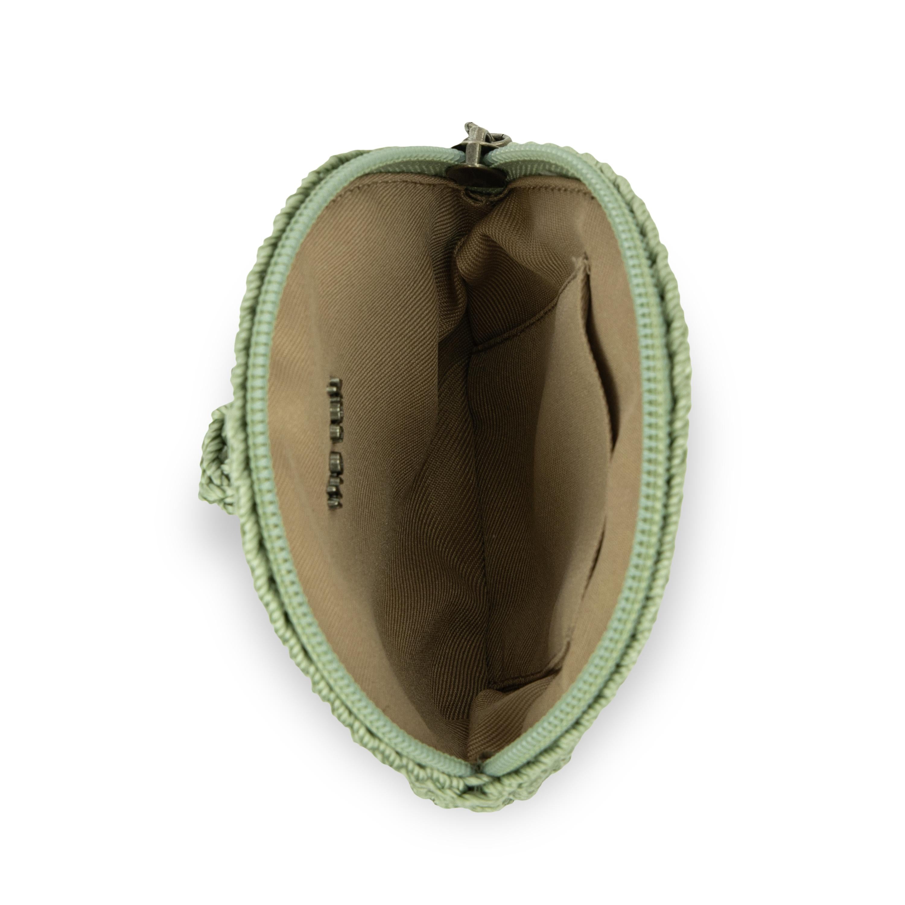 The Sak Circle Coin Pouch - Hand Crochet - Seafoam Stone Heart