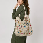 The Sak Los Feliz Large Tote - Hand Crochet - Natural Multi Flowers