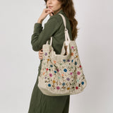 The Sak Los Feliz Large Tote - Hand Crochet - Natural Multi Flowers