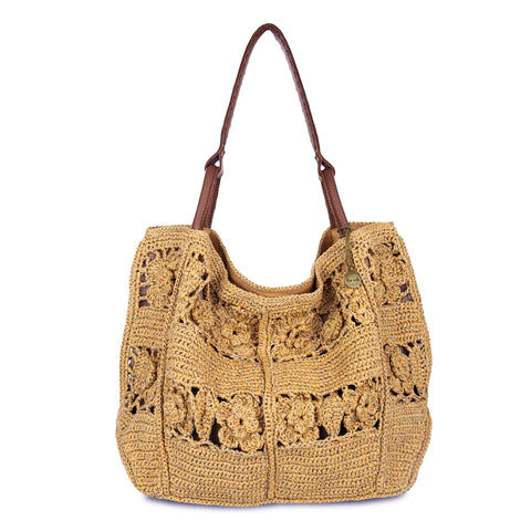 The Sak Los Feliz Large Tote - Hand Crochet - Natural Tonal Flower