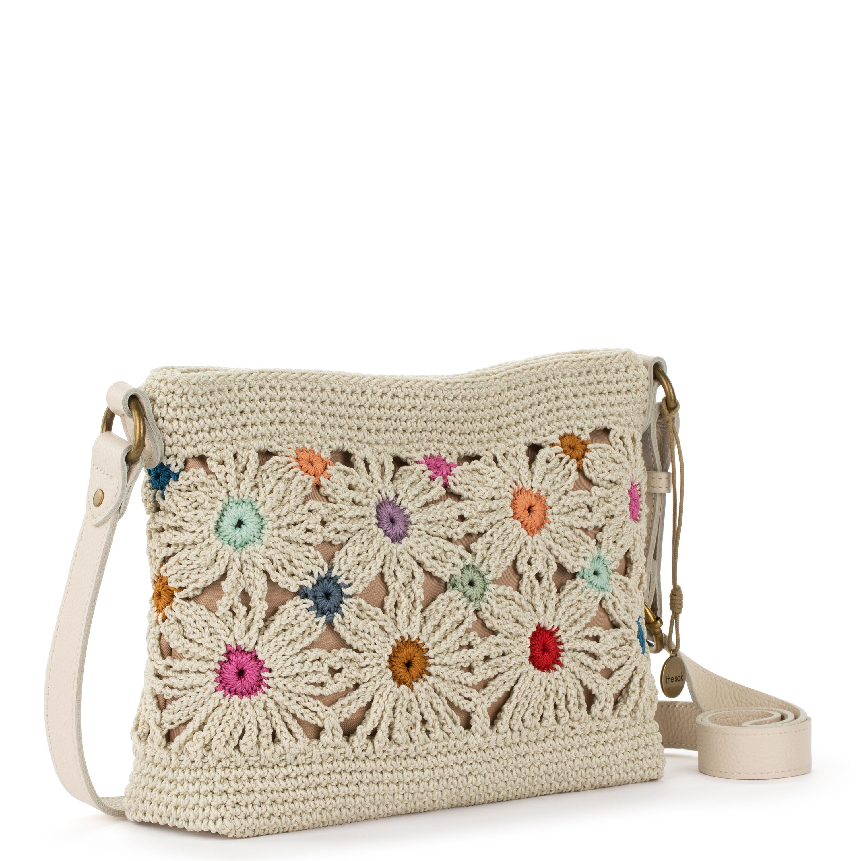 The Sak Melrose Crossbody - Hand Crochet - Natural Multi Flowers
