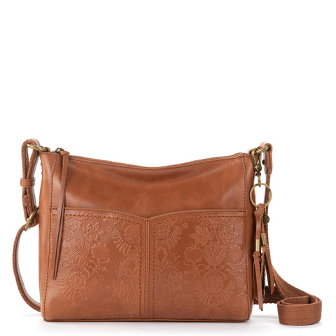 The Sak Alameda Crossbody - Leather - Tobacco Floral Embossed