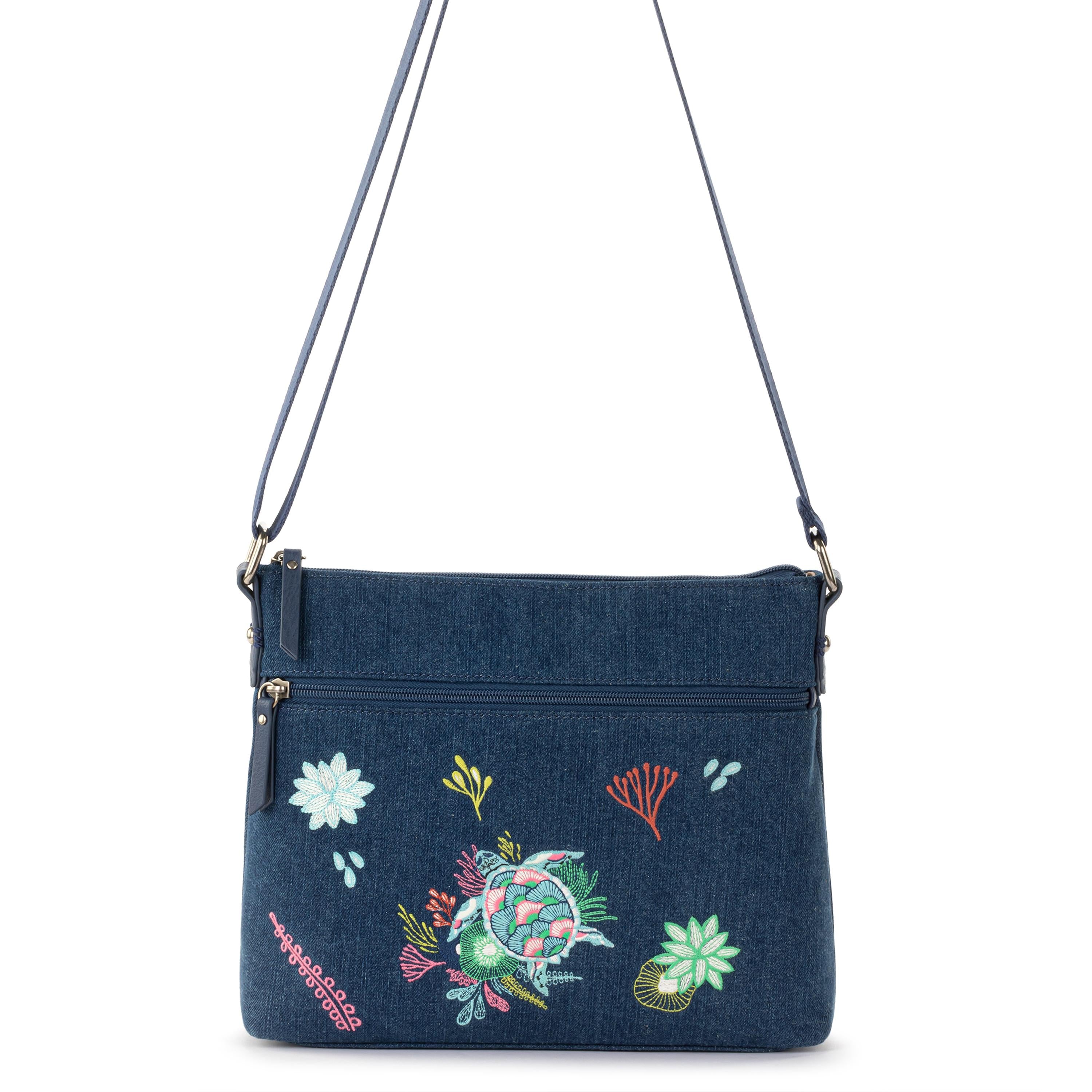 The Sak Basic Crossbody - Denim - Reef Seascape Embroidery