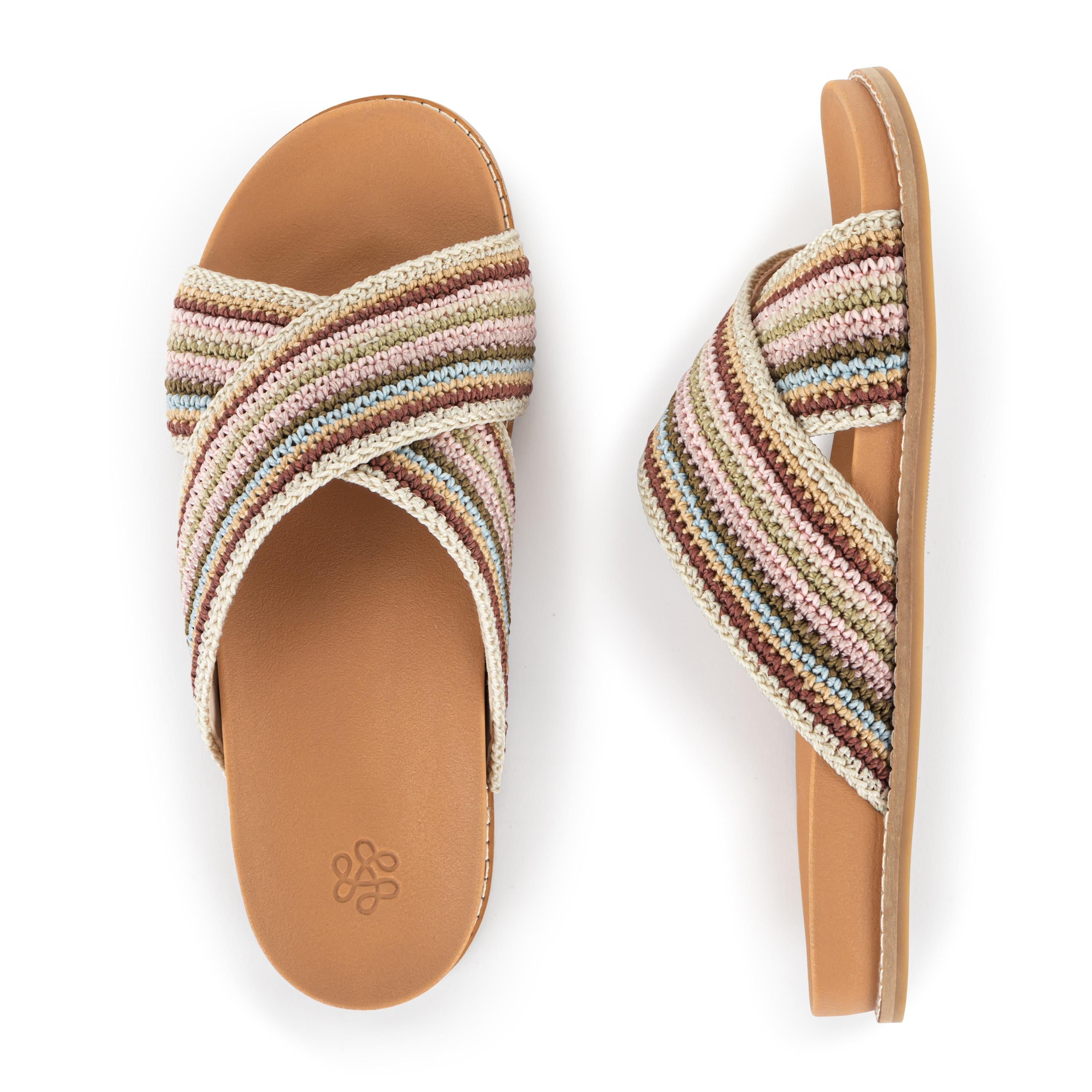 The Sak Penelope Sandal - Hand Crochet - Pink Multi Stripe