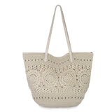 The Sak Faye Large Tote - Hand Crochet - Natural Medallion