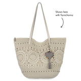 The Sak Faye Large Tote - Hand Crochet - Natural Medallion
