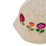 The Sak Lanie Bucket Hat - Hand Crochet - Flower Ecru