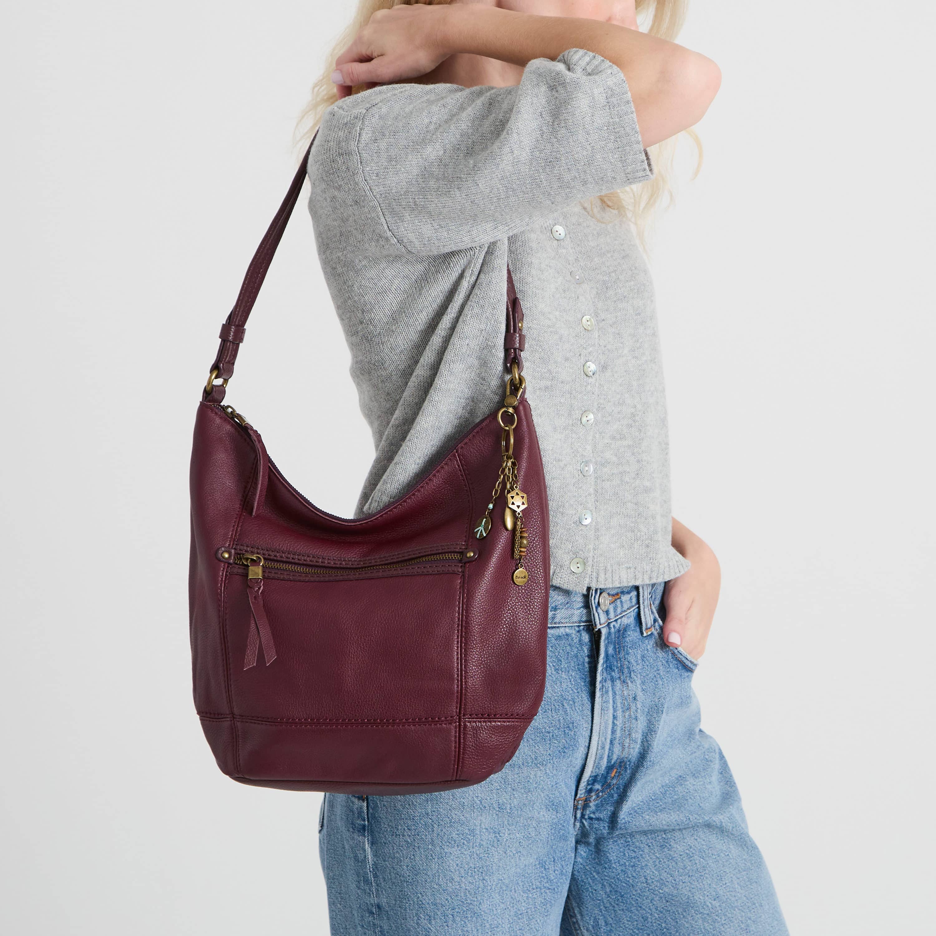 The Sak Sequoia Hobo - Leather - Black Cherry