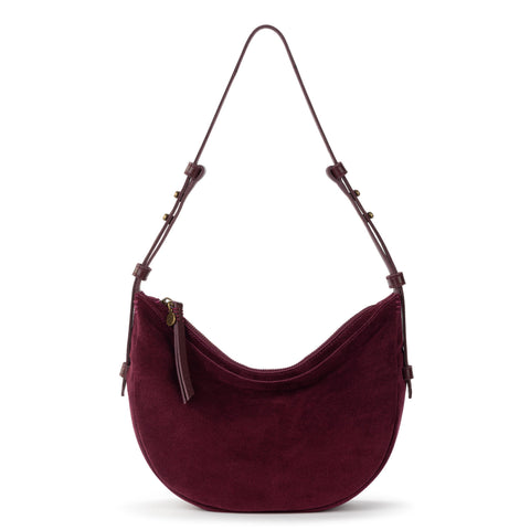 The Sak Tess Shoulder Bag - Leather - Black Cherry Suede
