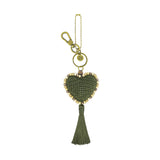The Sak Yarnicharmz Dangle - Hand Crochet - Moss Tonal Heart