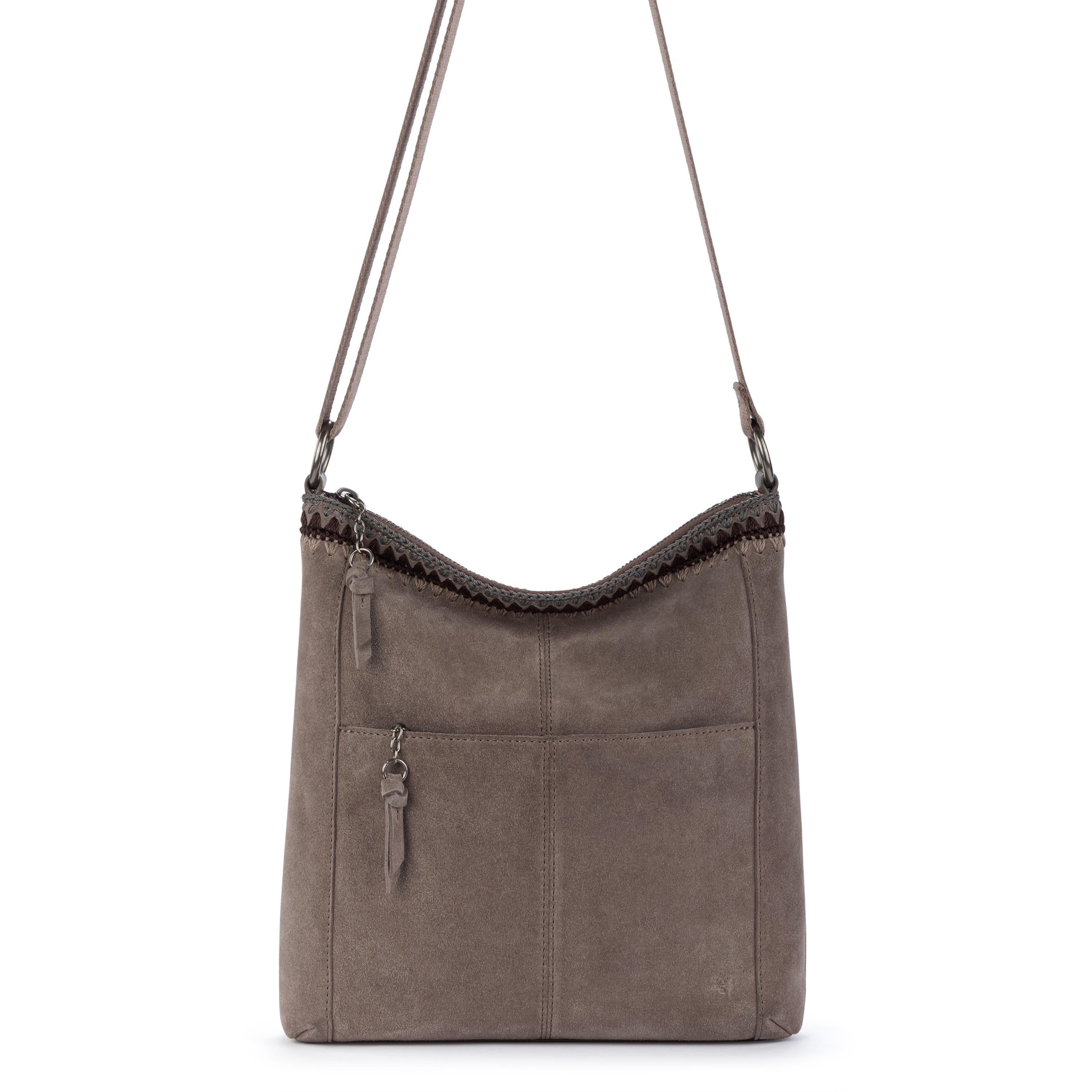 The Sak Lucia Crossbody - Leather - Mushroom Suede Blanket Stitch
