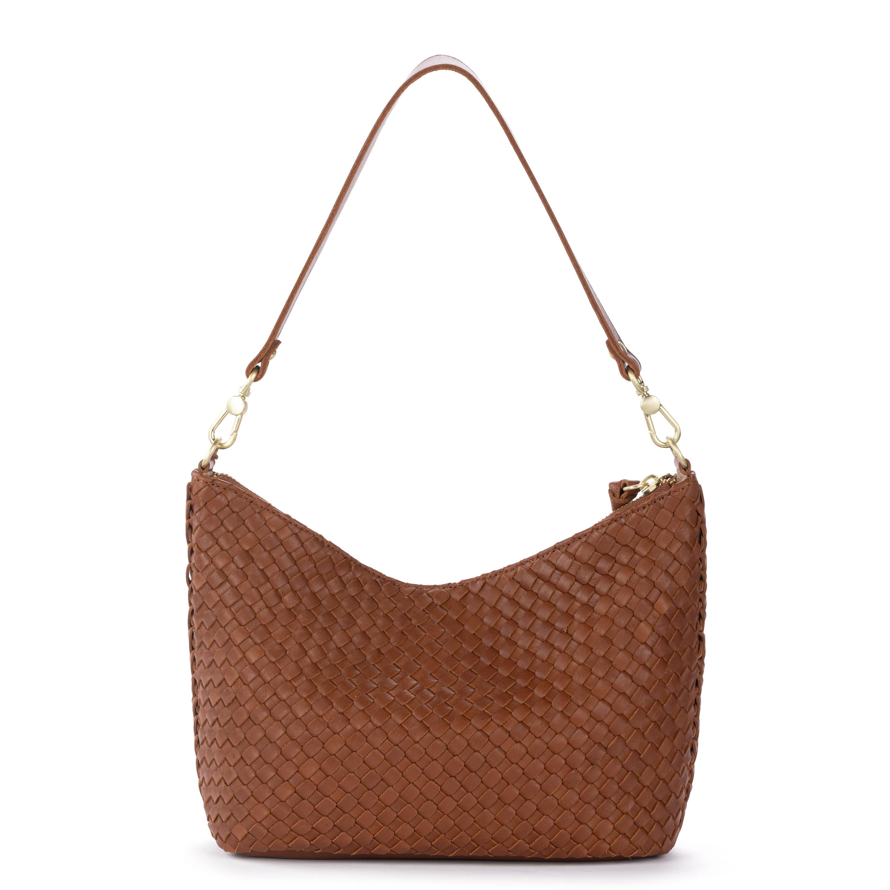 The Sak Juniper Small Hobo - Leather - Woven Cognac