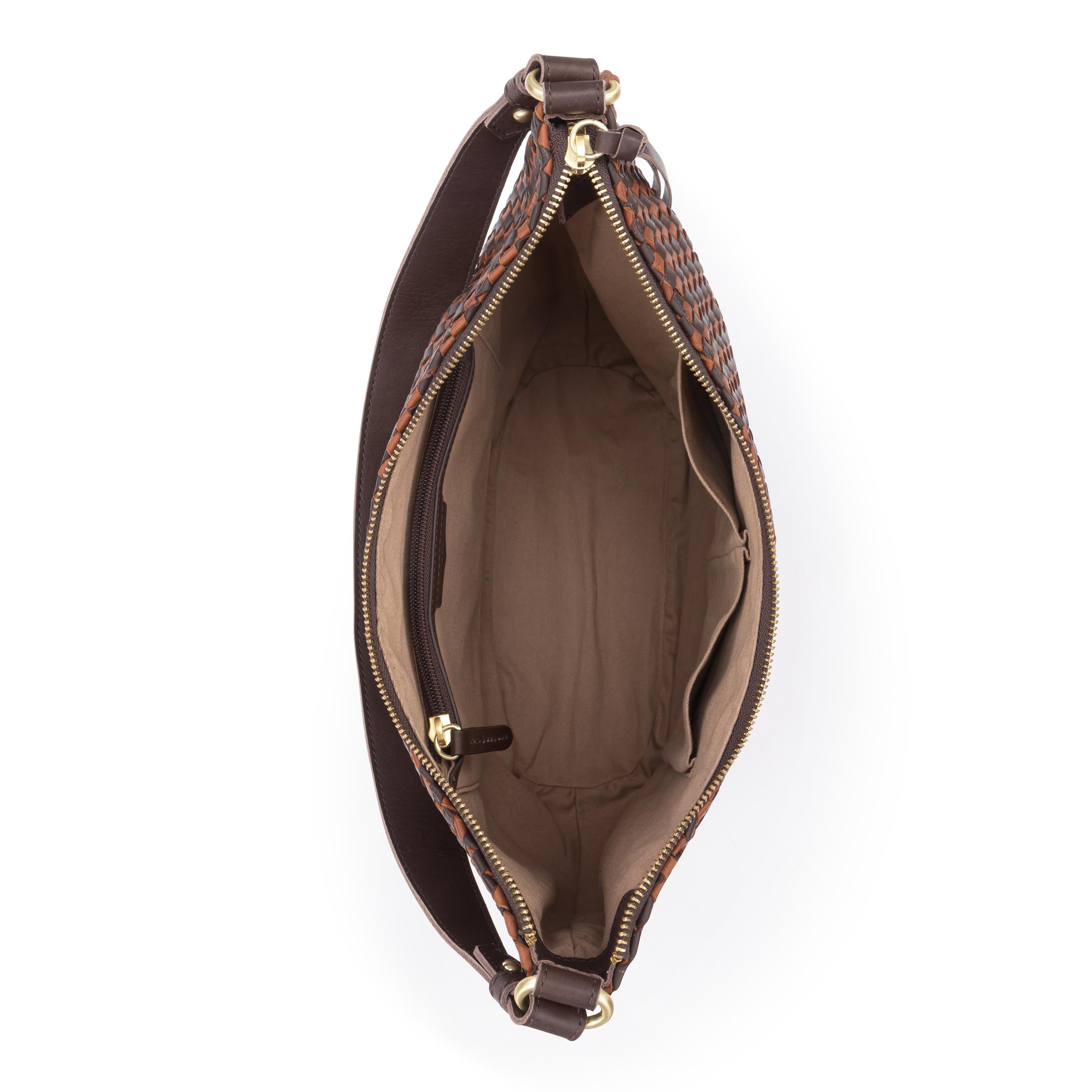 The Sak Sequoia Hobo - Leather - Woven Mahogany Cognac