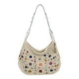 The Sak Los Feliz Slouchy Hobo - Hand Crochet - Natural Multi Flowers