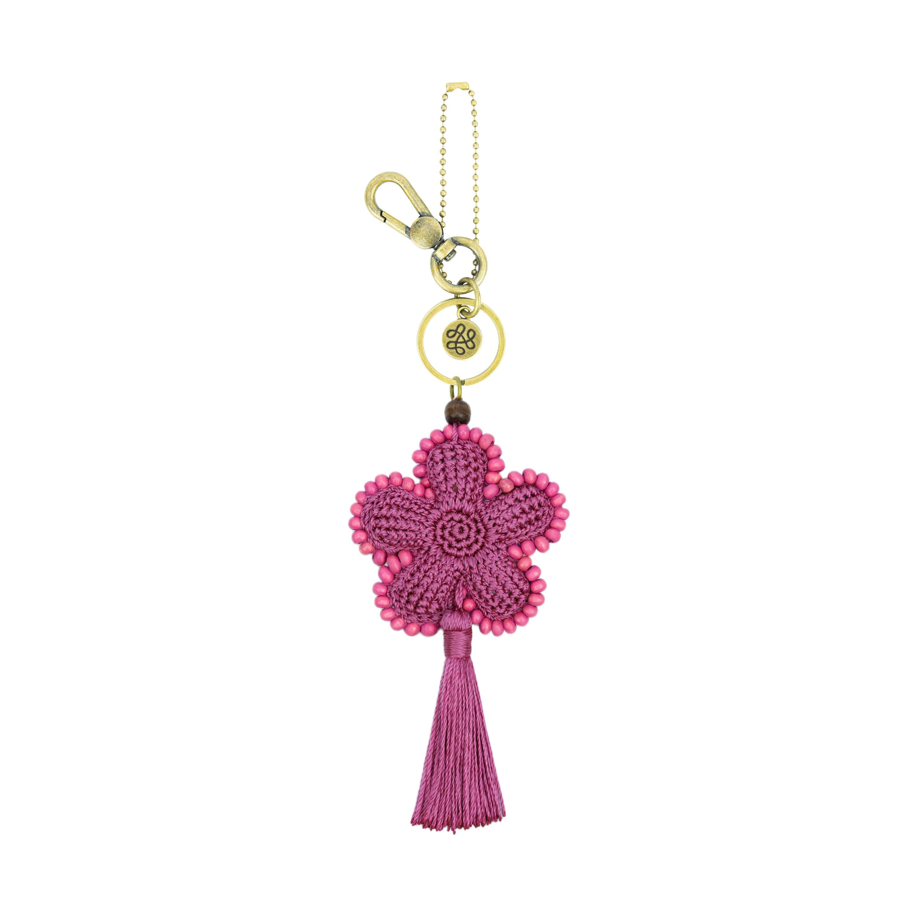 The Sak Back To Bali Flower Dangle - Hand Crochet - Fuchsia