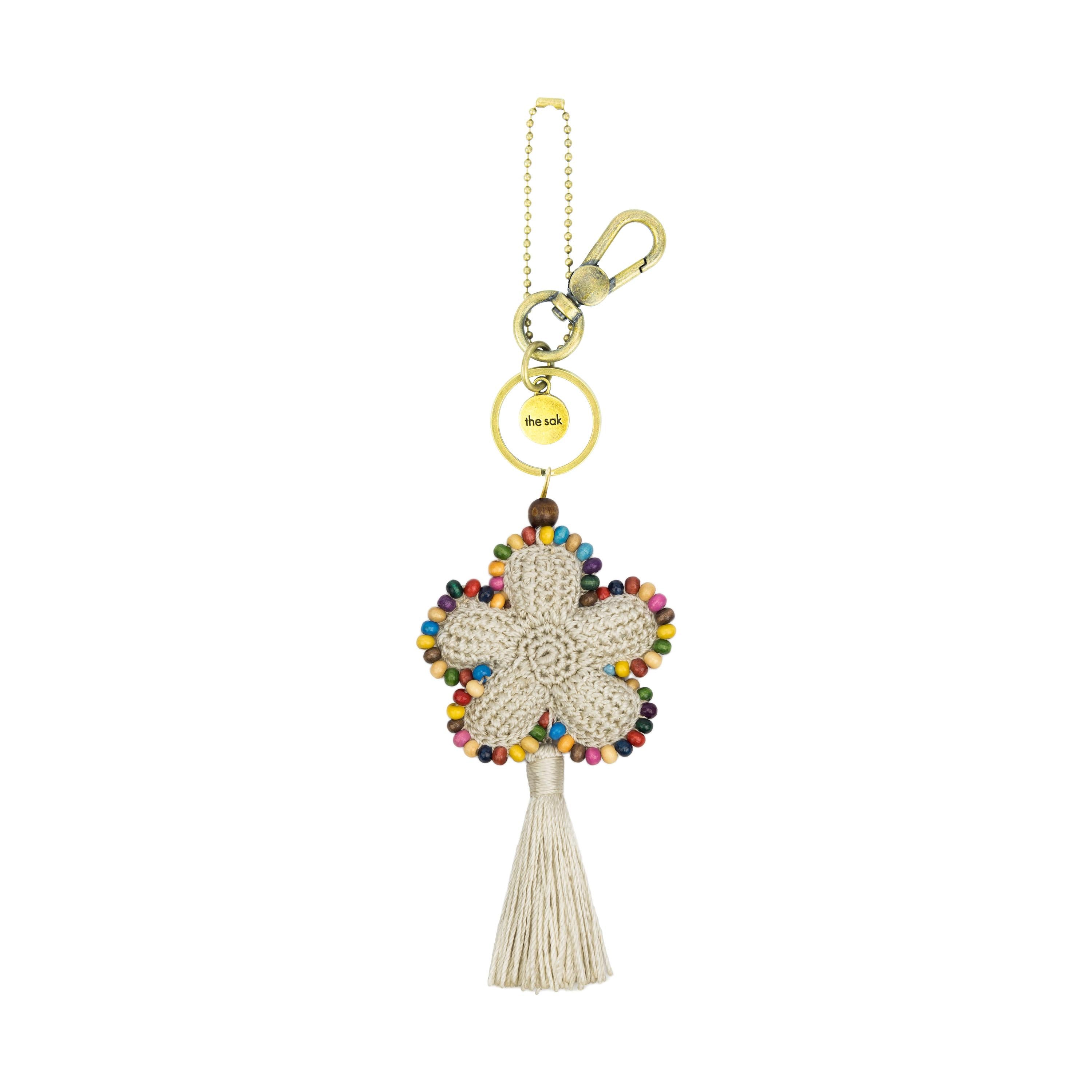 The Sak Back To Bali Flower Dangle - Hand Crochet - Natural