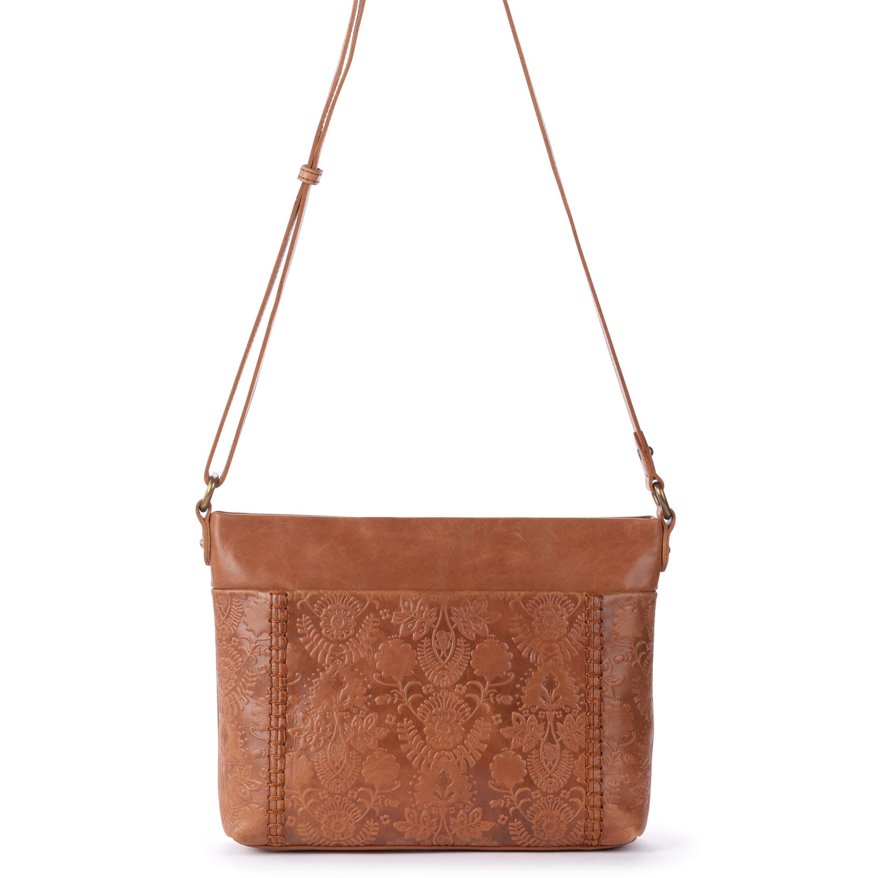 The Sak Melrose Leather Soft Crossbody - Leather - Tobacco Floral Emboss