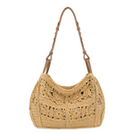 The Sak Los Feliz Hobo - Hand Crochet - Natural Tonal Flower