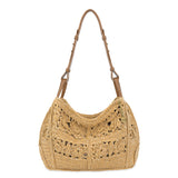 The Sak Los Feliz Hobo - Hand Crochet - Natural Tonal Flower