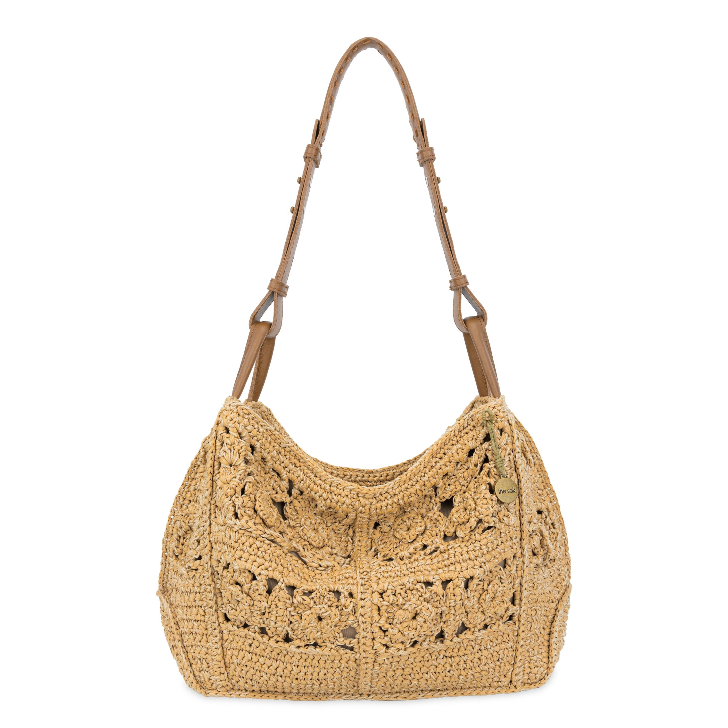 The Sak Los Feliz Hobo - Hand Crochet - Natural Tonal Flower