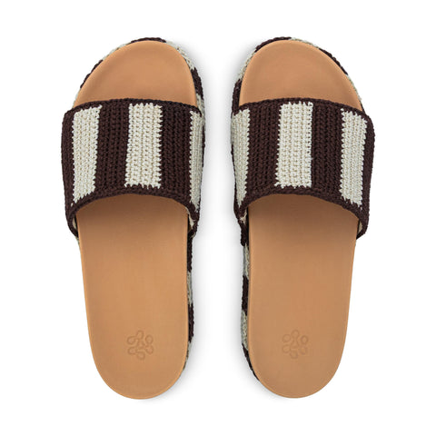The Sak Olivia Platform Sandal - Hand Crochet - Brown Stripe