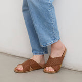 The Sak Penelope Sandal - Leather - Cognac Woven