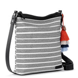 Sakroots Banyan Basic Crossbody - Straw - Black and White Woven