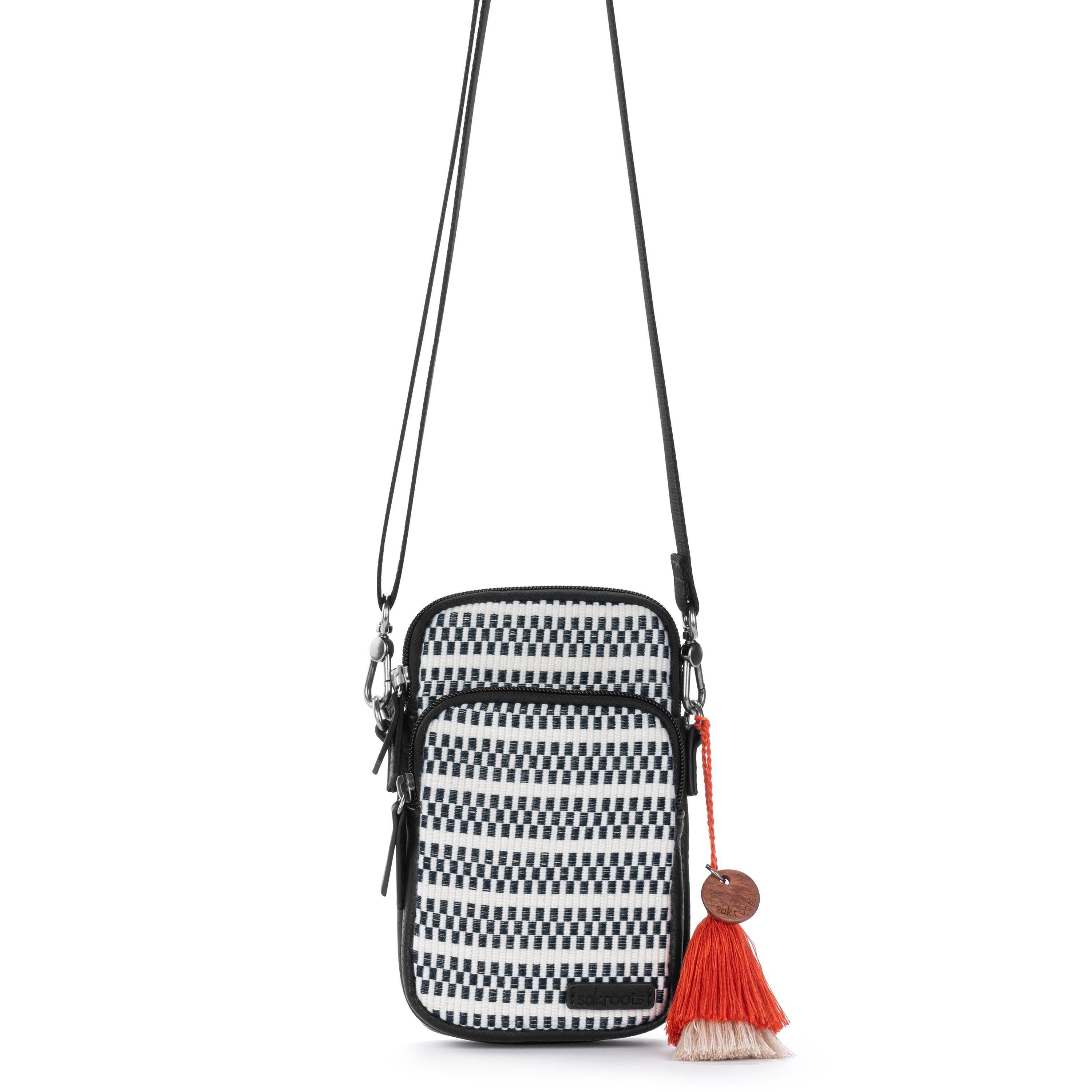Sakroots Koa Smartphone Crossbody - Straw - Black and White Woven