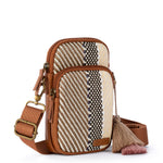 Sakroots Koa Smartphone Crossbody - Straw - Tobacco Batik Woven