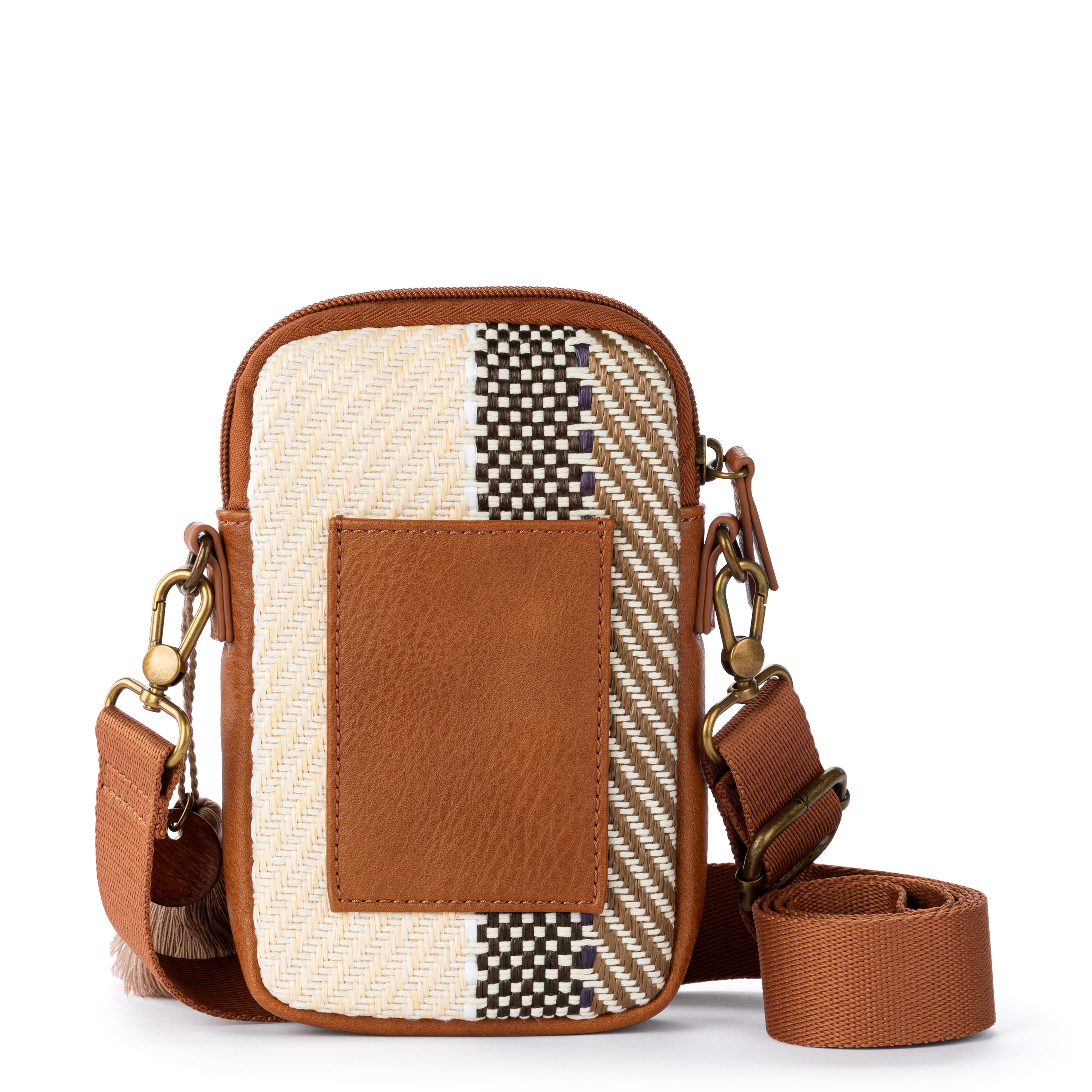 Sakroots Koa Smartphone Crossbody - Straw - Tobacco Batik Woven