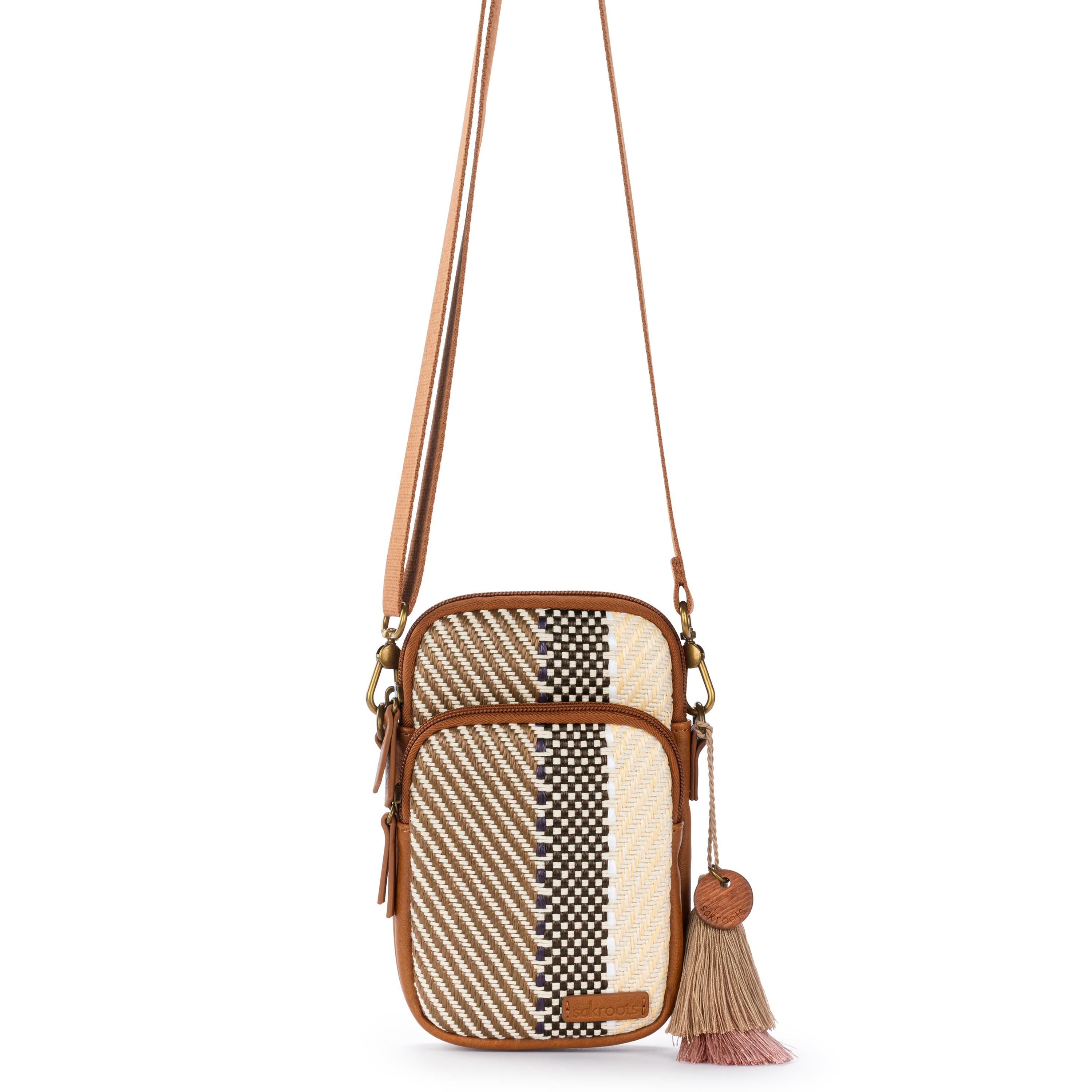 Sakroots Koa Smartphone Crossbody - Straw - Tobacco Batik Woven