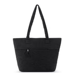 Sakroots Banyan Shoulder Tote - EcoTwill - Black Flower Blossom Quilted