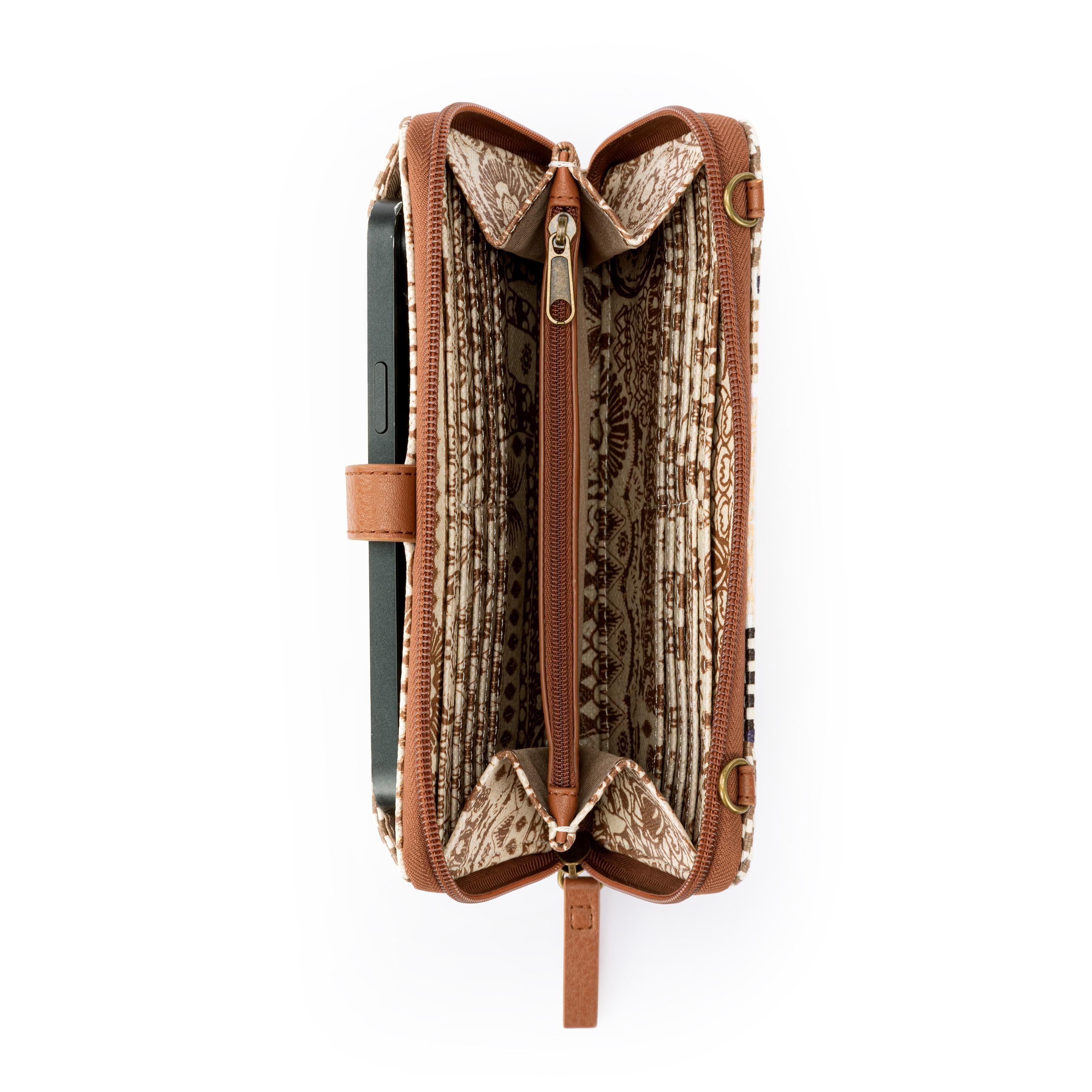 Sakroots Smartphone Wallet - Straw - Tobacco Batik Woven