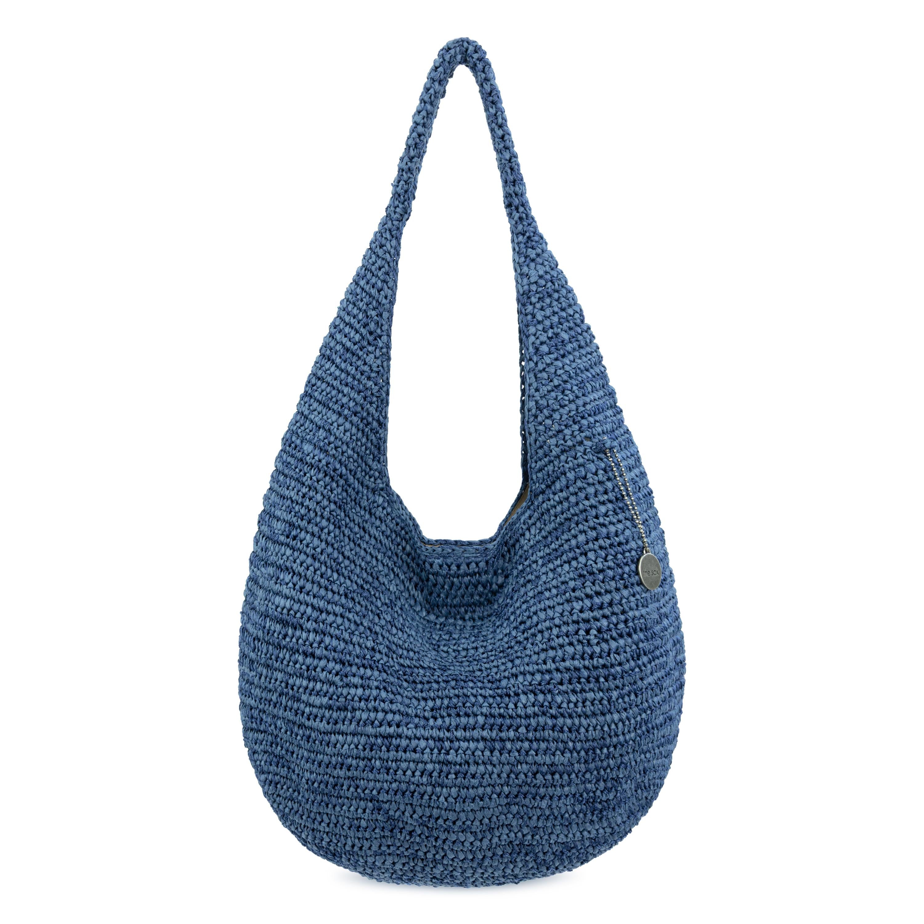 The Sak 120 Shortie Hobo - Hand Crochet - Denim Tonal Straw